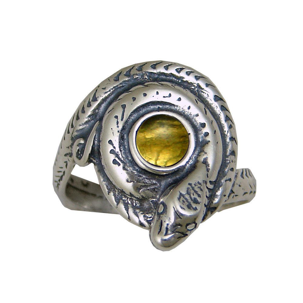 Sterling Silver Snake Ring With Citrine Size 10